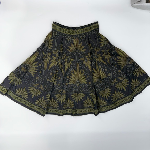 Naeem Khan Black & Olive Green Embroidered Silk Skirt Size 8 | Luxury Designer - Picture 9 of 15